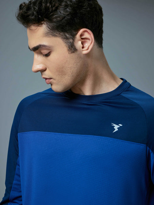 Men Colorblock Slim Fit Crew Neck T-shirt with TECHNO COOL+