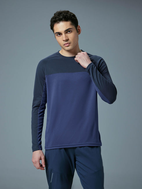Men Colorblock Slim Fit Crew Neck T-shirt with TECHNO COOL+
