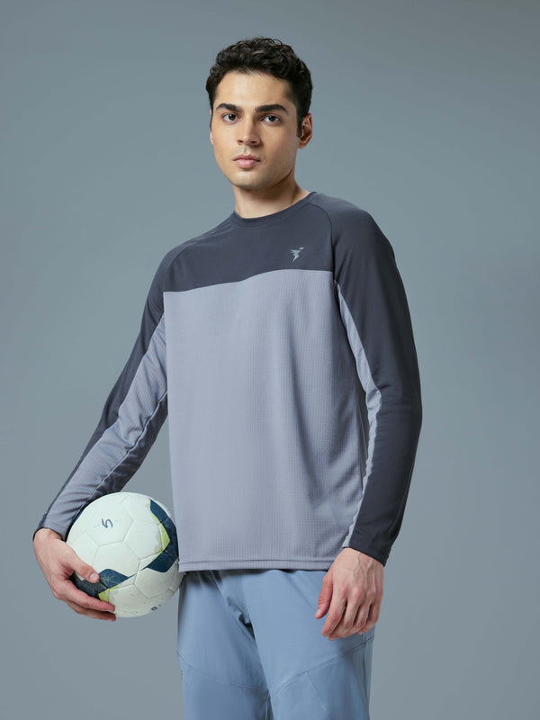 Men Colorblock Slim Fit Crew Neck T-shirt with TECHNO COOL+