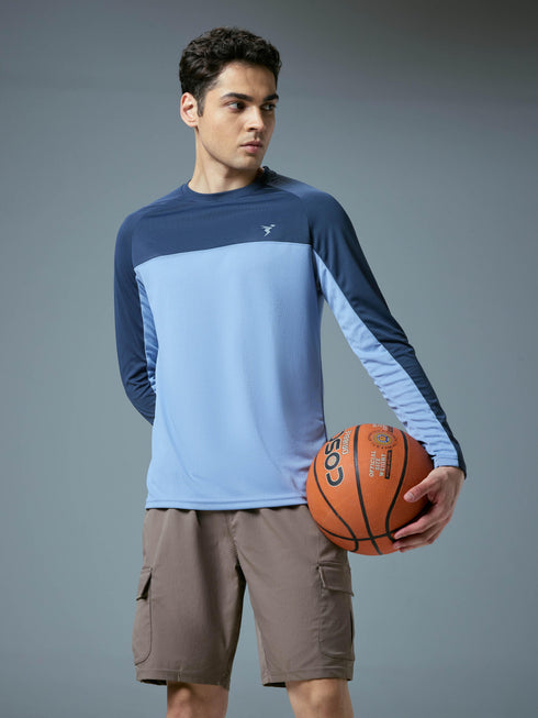 Men Colorblock Slim Fit Crew Neck T-shirt with TECHNO COOL+