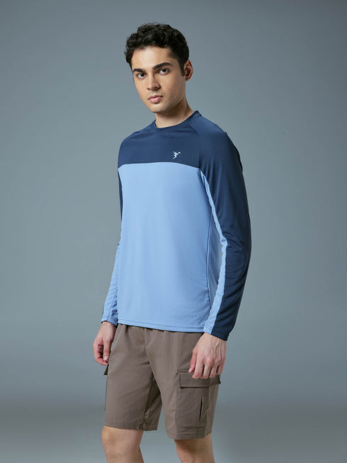Men Colorblock Slim Fit Crew Neck T-shirt with TECHNO COOL+
