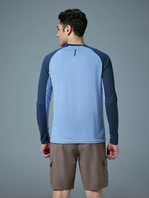 Men Colorblock Slim Fit Crew Neck T-shirt with TECHNO COOL+