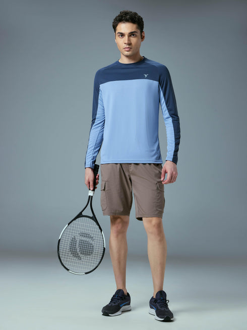 Men Colorblock Slim Fit Crew Neck T-shirt with TECHNO COOL+