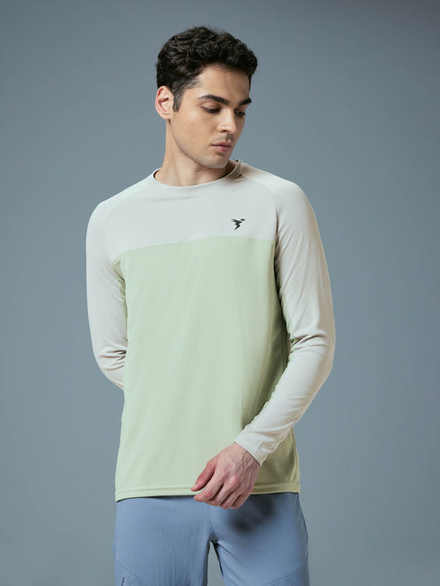 Men Colorblock Slim Fit Crew Neck T-shirt with TECHNO COOL+