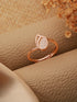 925 Sterling Silver Rose Gold Plated AD Studded Leaf Shaped Proposal Adjustable Finger Ring