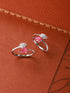 925 Sterling Silver Red CZ Studded Trendy Minimal Toe Ring