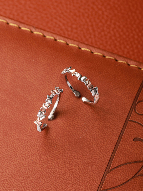 925 Sterling Silver Sparkling Stars CZ Studded Adustable Pair of Toe Rings