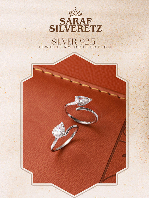 925 Sterling Silver AD Studded Minimal Leafy Toe Ring