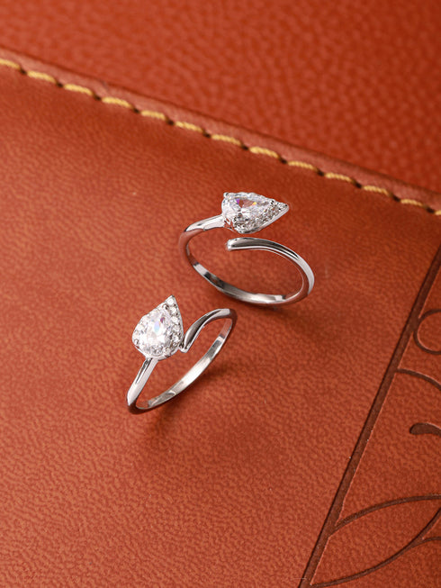 925 Sterling Silver AD Studded Minimal Leafy Toe Ring