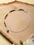 925 Sterling Silver Black Beads Trendy Minimal Evil Eye Charm Anklet