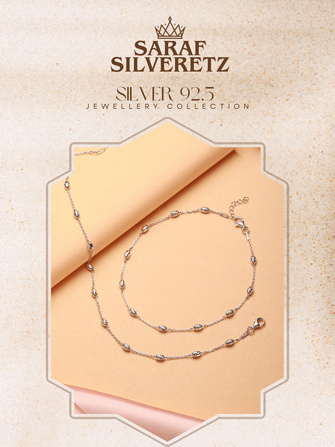 925 Sterling Silver Ball Chain Delicate Designer Minimal Anklet Pair
