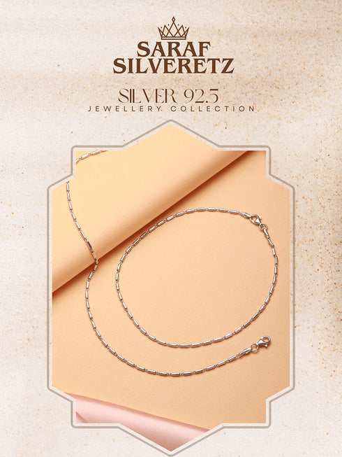 925 Sterling Silver Rhodium Plated Delicate Trendy Link Pair of Payal Anklet