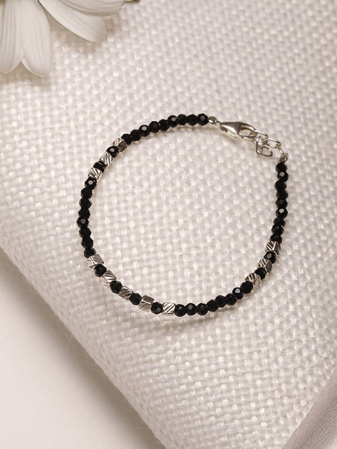 925 Unisex Charms Baby Nazariya Bracelets With Black & Silver Beads Adjustable Bracelet