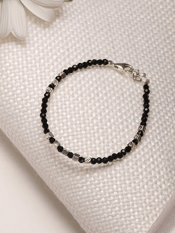 925 Unisex Charms Baby Nazariya Bracelets With Black & Silver Beads Adjustable Bracelet