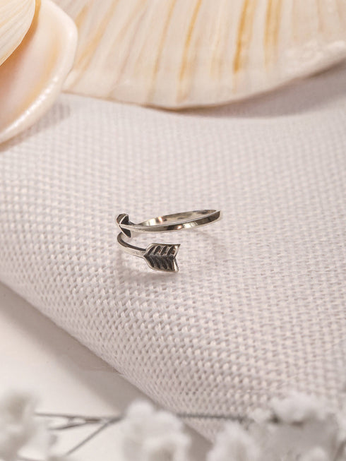 925 Sterling Silver Oxidised Dailywear Minimal Trendy Arrow Adjustable Finger Ring
