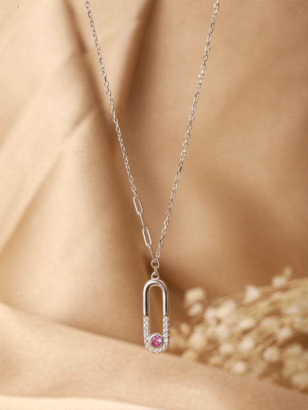 925 Sterling Silver CZ Studded Dainty Rectangular Link Locket Necklace & Chain