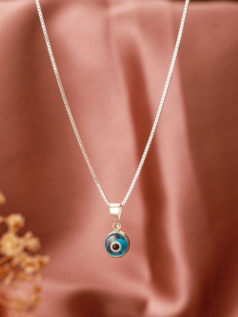 925 Sterling Silver Minimal Dailywear Evil Eye Locket Necklace & Chain
