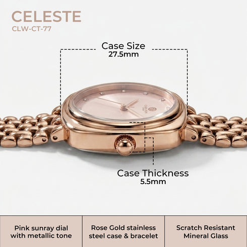 Celeste Pink Dial Women Analog Watch - CLW-CT-77