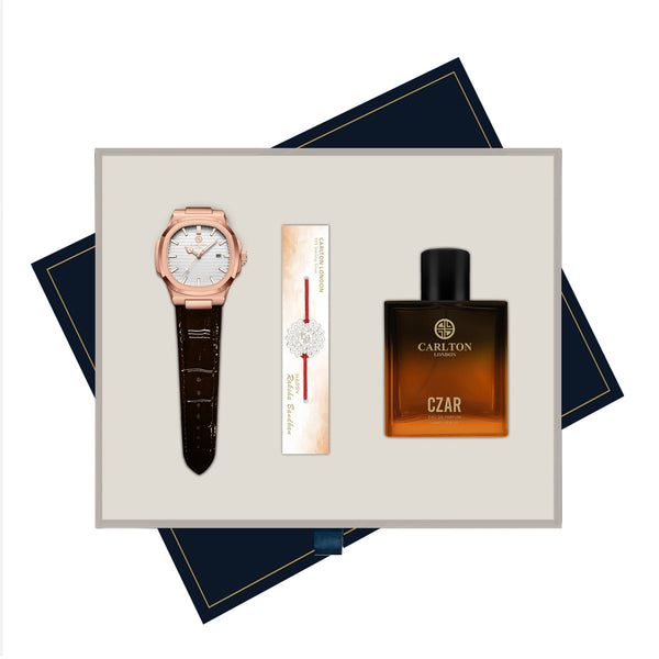 Carlton London Men's Gift Set 3 | Watch + Rakhi + Perfume CLPLG105