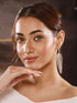 Rose Gold Toned White Zircon studded Statement Feather Dangling Earrings