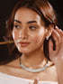 Silver Toned Zircon Studded Statement Collar Necklace Jewellery Set