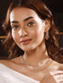 Gold Dual Toned C Zircon Studded Statement Geometric Partywear Necklace Jewellery Set