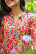 Red A-line pleated kurti