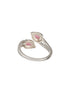925 Sterling Silver Rhodium Plated Pink AD Studded Contemporary Adjustable Finger Ring For Her