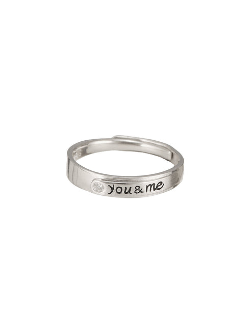 925 Sterling Silver Rhodium Plated Contemporary Adjustable Band Coupe Finger Ring For Her