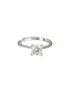 925 Sterling Silver Zircon Studded Solitaire Minimal Engagement Adjustable Finger Ring