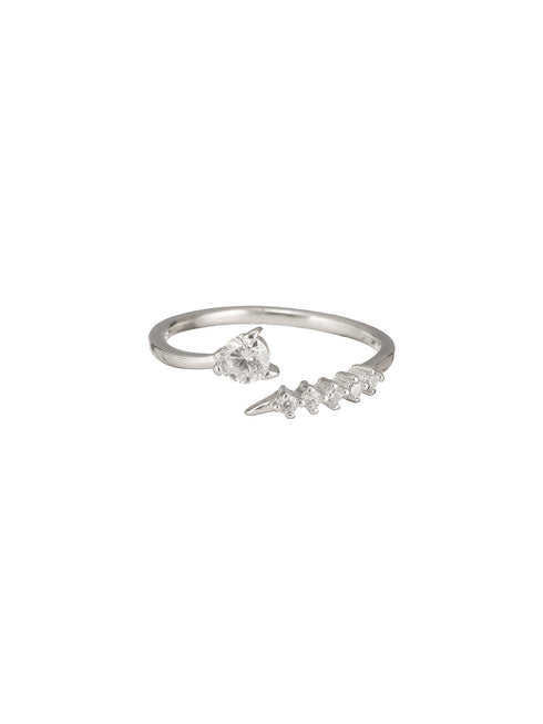 925 Sterling Silver Zircon Studded Statement Adjustable Finger Ring