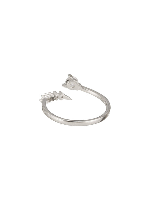 925 Sterling Silver Zircon Studded Statement Adjustable Finger Ring