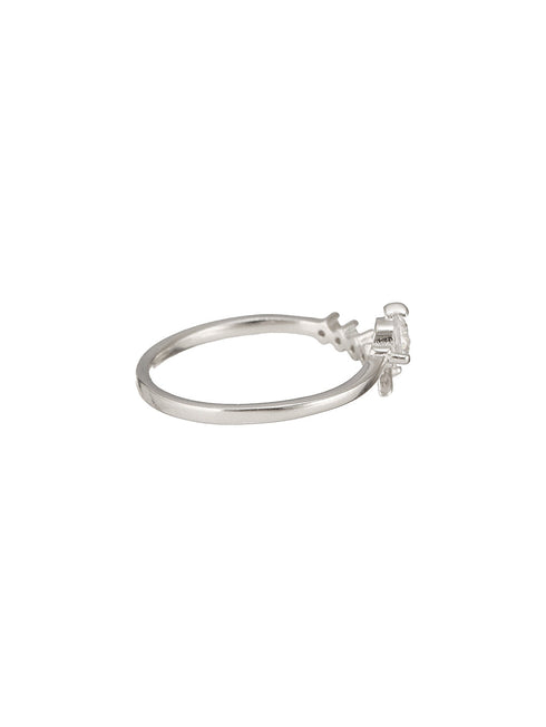925 Sterling Silver Zircon Studded Statement Adjustable Finger Ring