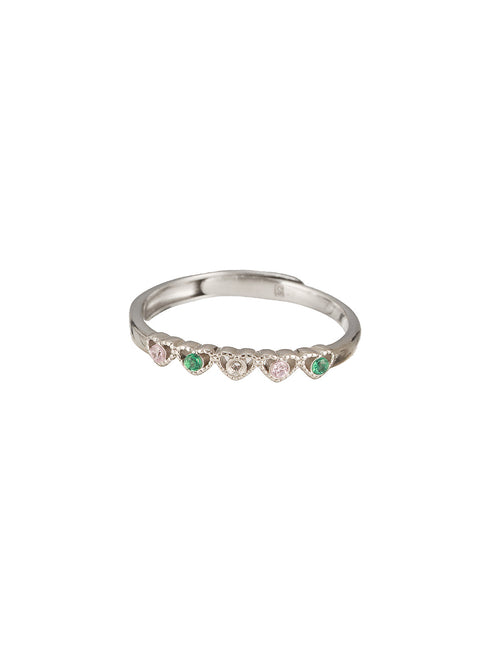 925 Sterling Silver Zircon & Pearl Embellished Minimal Engagement Adjustable Finger Ring