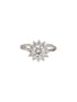 925 Sterling Silver Zircon Studded Floral Engament Minimal Adjustable Finger Ring