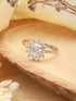 925 Sterling Silver Zircon Studded Floral Engament Minimal Adjustable Finger Ring