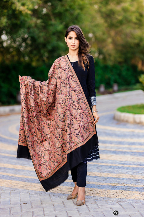 Women's Jamawar Aari Embroidered Wool Shawl