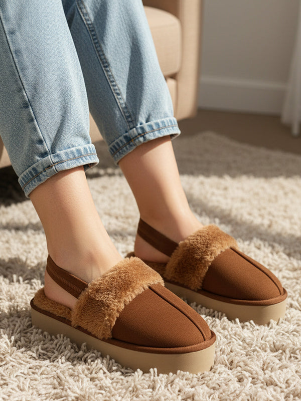 Women's Platform Mule Slipper with Plush Faux Fur