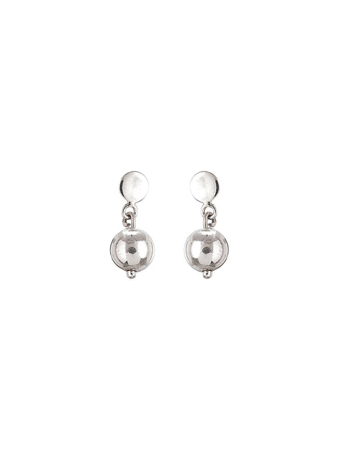 925 Sterling Silver Spherical Ball Drop Minimal Dangler Earrings