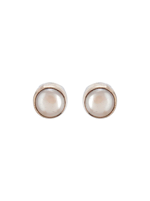 925 Sterling Silver White Pearl Stud Earrings