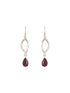 925 Sterling Silver Garnet Gemstone Studded Halo Drop Minimal Dangler Earrings