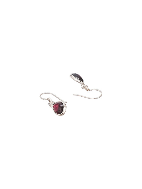 925 Sterling Silver Red Original Garnet Gemstone Studded Elegant Handcrafted Minimal Charm Earrings