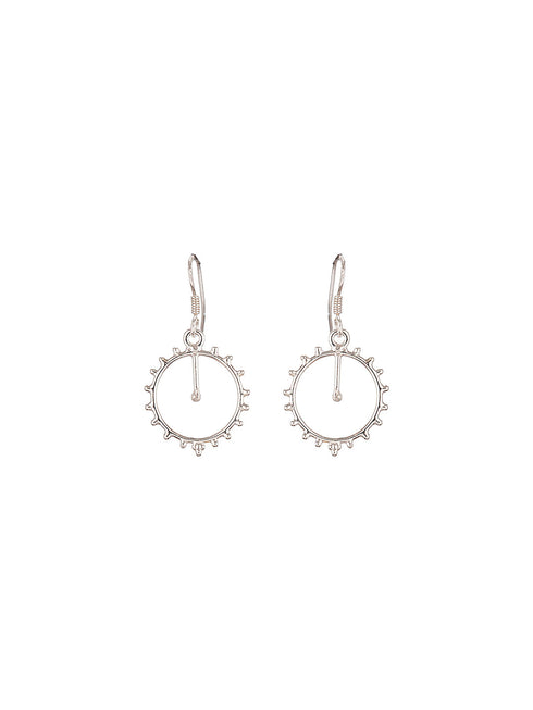 925 Sterling Silver Tribal Round Boho Minimal Drop Earrings
