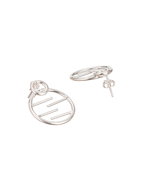 925 Sterling Silver Circular Quirky Statement Drop Minimal Earrings