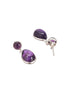 925 Sterling Silver Rhodium Natural Amethyst Gemstone Minimal Handcrafted Drop Earrings