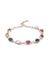 925 Silver Navratna Natural Gemstones Studded Handmade Minimal Delicate Charms Adjustable Bracelet