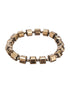 Natural Coated Pyrite Brass Energy Bracelet with Round Cube Beads
