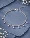 925 Sterling Silver Rhodium Plated Pink Glass Bead Double Chain Bracelet