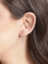 925 Sterling Silver Rhodium Plated Tourmaline Stud with Chain Earring