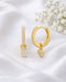 925 Sterling Silver 18kt Gold Plated CZ Floral Circular Hoop Earring